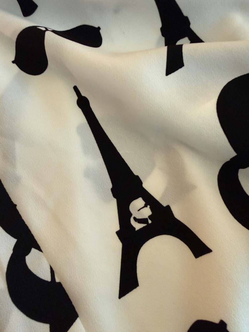 Karl Lagerfeld Paris Eiffel Tower Graphic Blouse L NWOT Toggle Sleeve Shirt - Picture 10 of 16